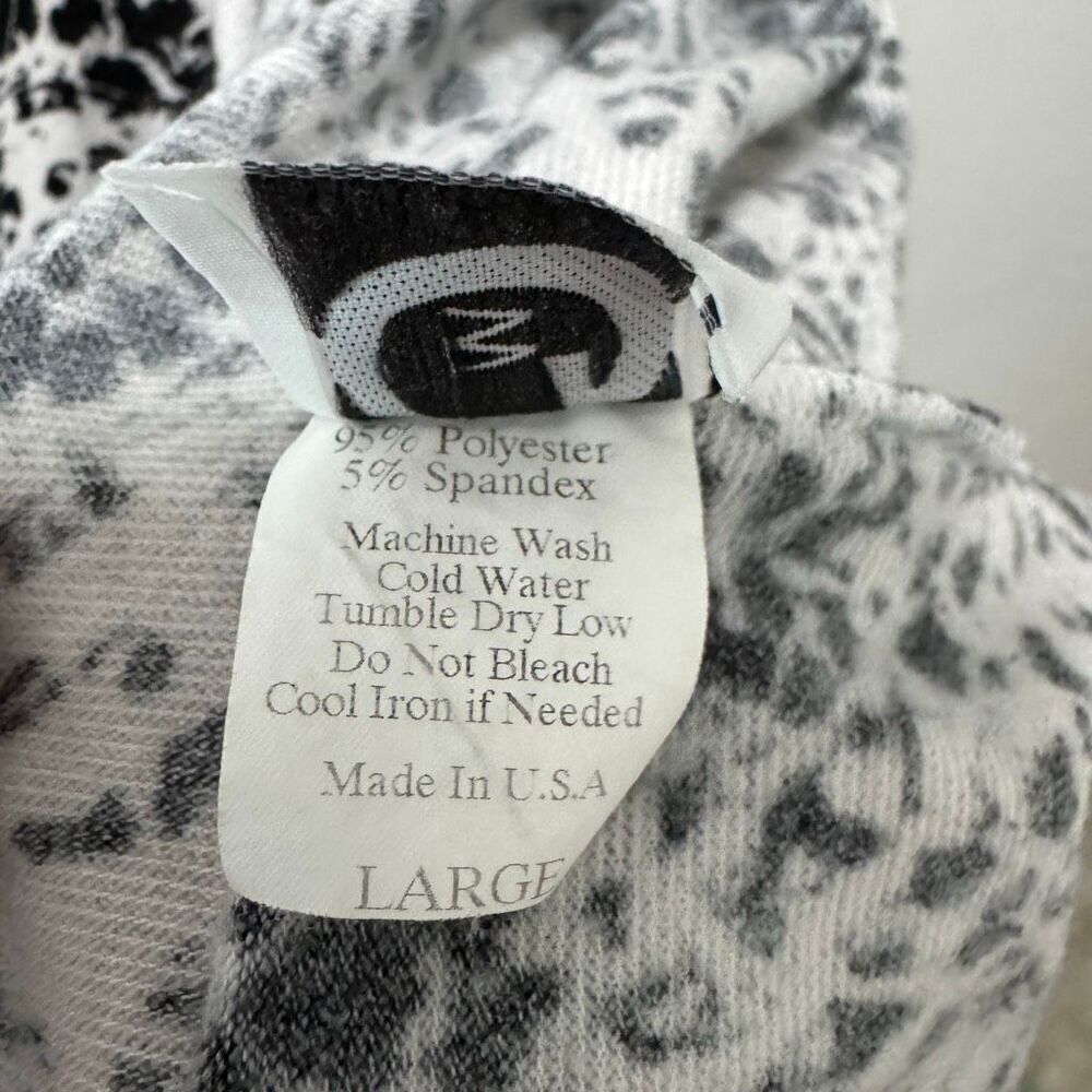 Vintage Y2K Black & White Stretchy Knit V-Neck Shirt L - Picture 6 of 6